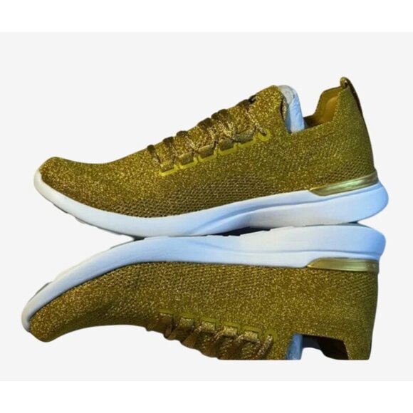 APL Womens Techloom Breeze Sneakers Size 8 Gold Metallic Knit Lightweight Athlet - Picture 5 of 8